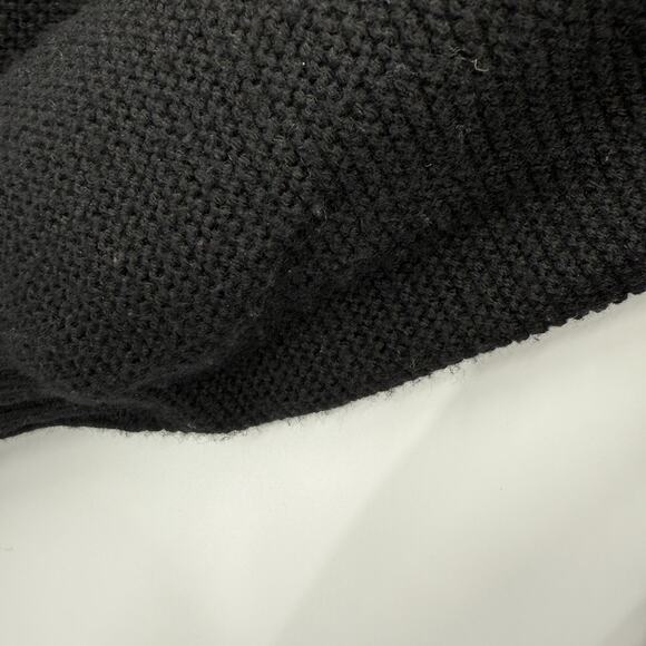 Kobi Halperin Wool Cardigan Large Black Open Long Puff Sleeves Fringe Trim Shrug - Picture 8 of 14